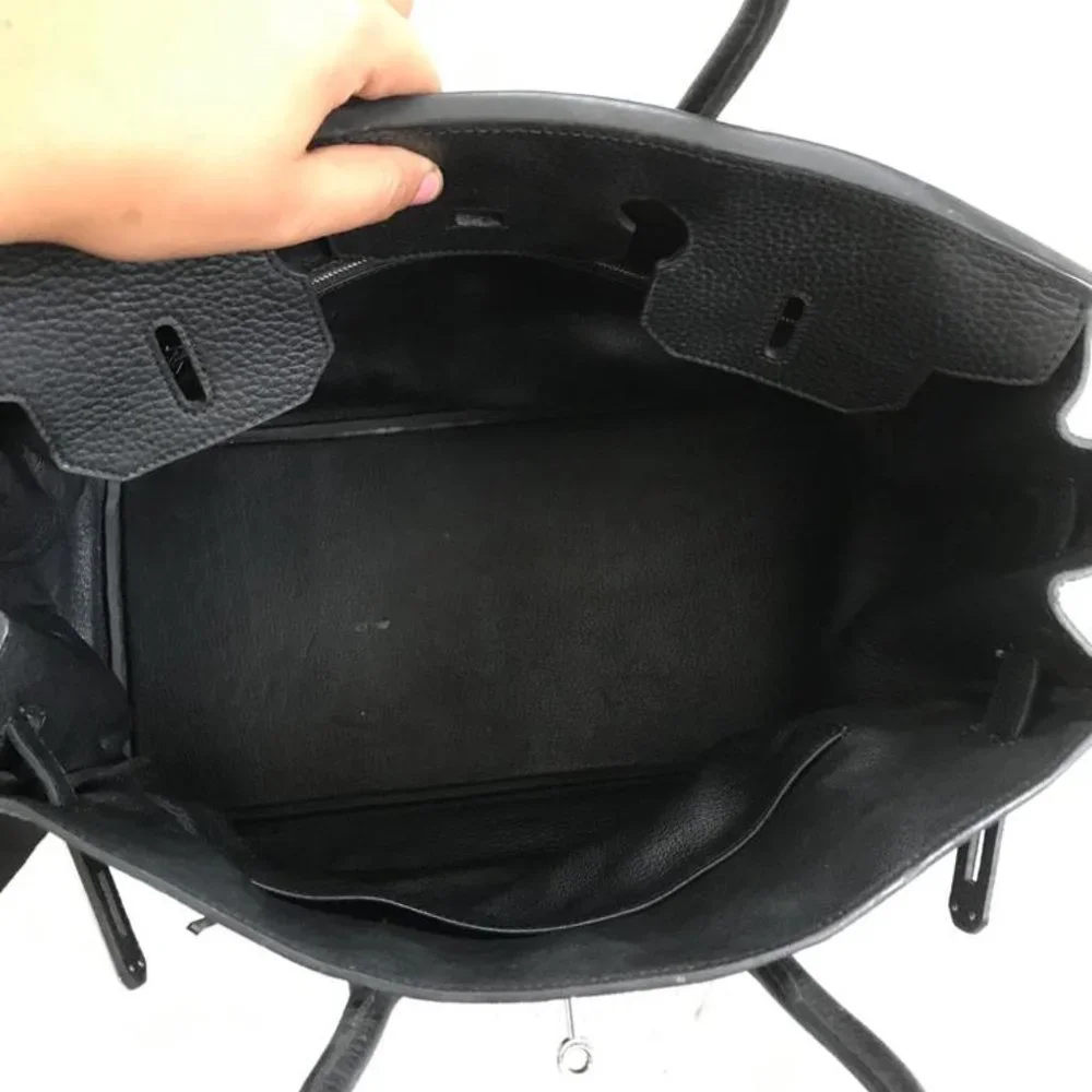 Hermes Birkin Handbag Noir Clemence with Palladium Hardware 35 Black - Picture 7 of 11